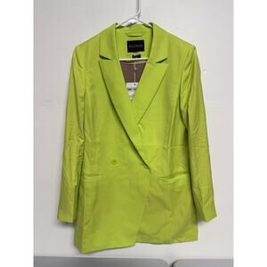 Wildfang Women’s The Empower Double Breasted Blazer in neon green Medium
